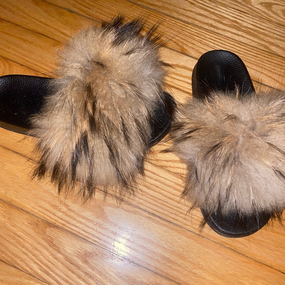 Real Fur Slides Size 7